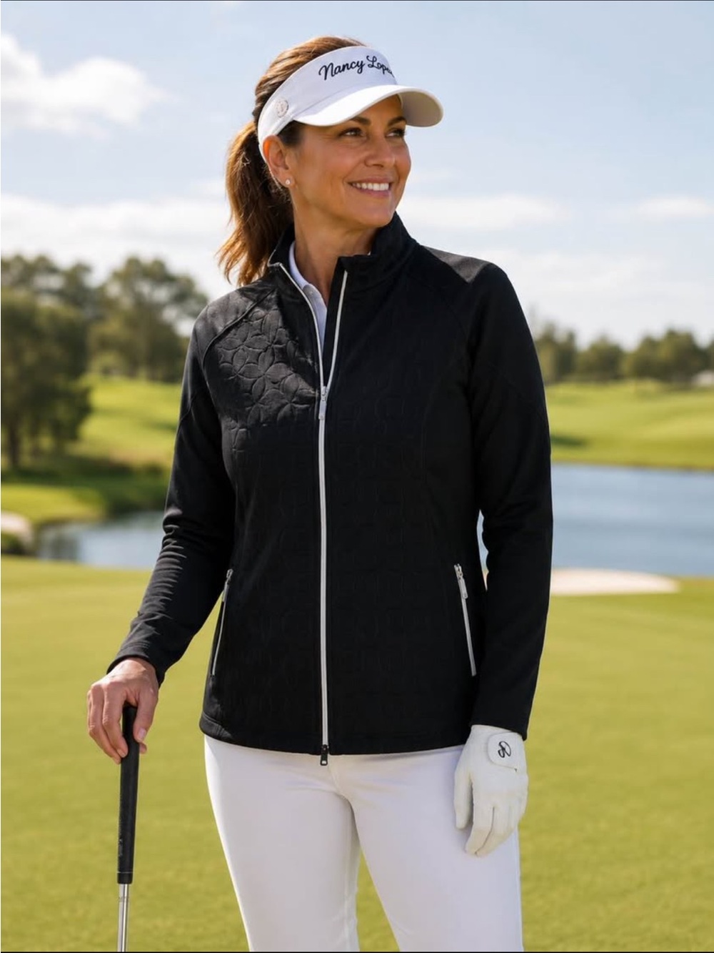 Black Full-Zip Utility Jacket with White Contrast Zipper